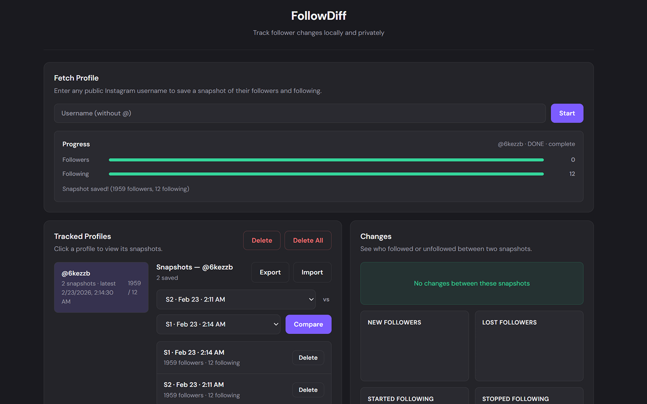 FollowDiff screenshot 2